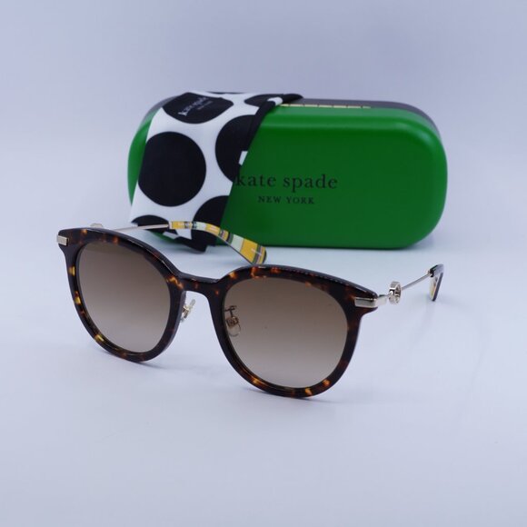Kate Spade KEESEY/G/S 0086 HA Round Sunglasses - Havana/Gold/Brown main image 6